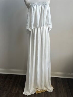 New Show Me Your MuMu Women XL White Strapless Maxi Dress Boho Bridal Shower